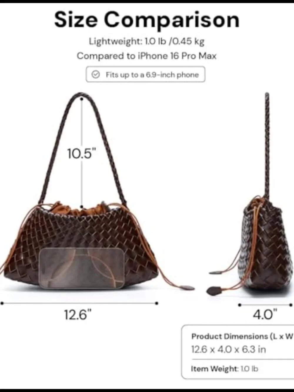 Woven Shoulder Bag Vegan Leather Basket-Weave Hobo Purse